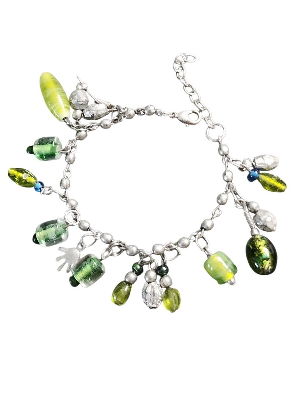 Silvertone Bracelet with Green Accents